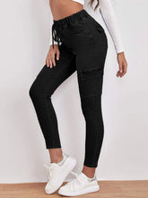 Drawstring Waist Flap Pocket Jeans